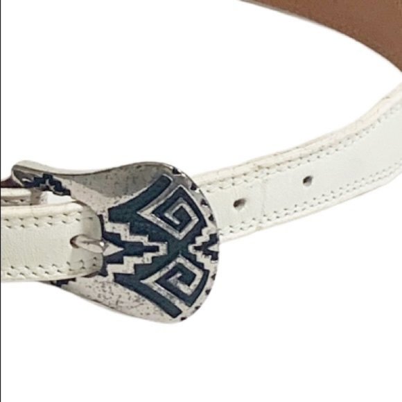 Nocona White Leather Western Southwest Belt Vintage size 28 - Picture 4 of 8